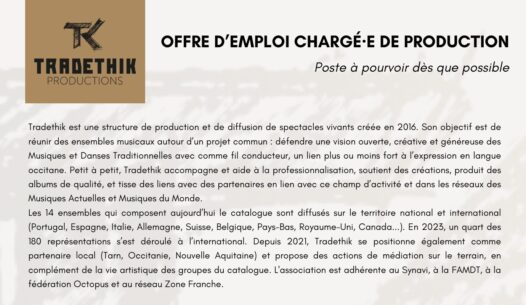 tradethik productions actualites offre demploi charge·e de production